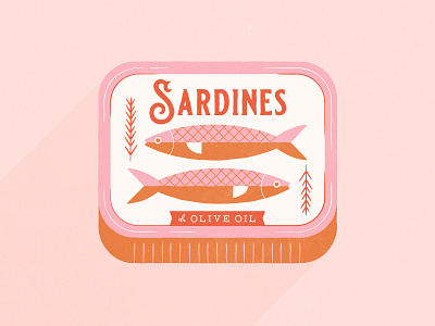 Vectober 1 // Fish feminine fish illustration inktober mid century pink sardine texture tuna vectober vintage