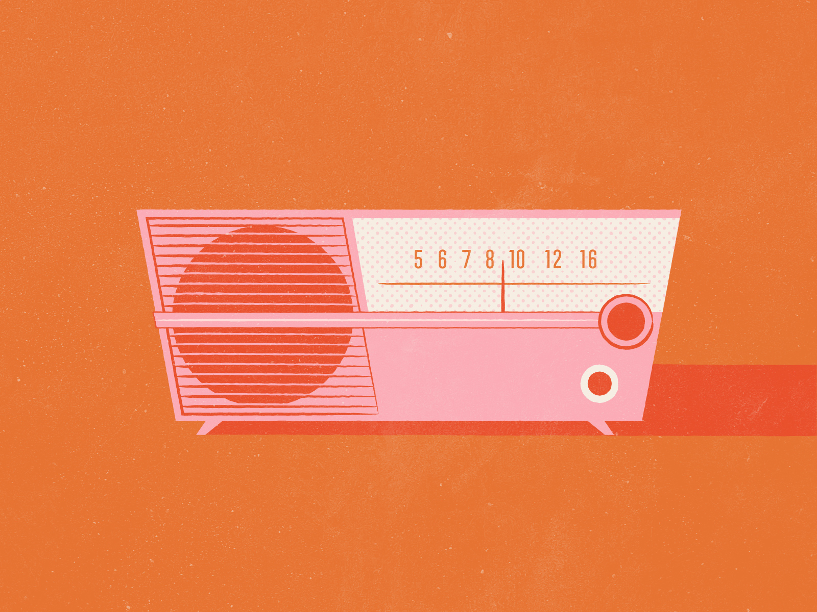 Vectober 4 // Radio feminine illustration inktober mid century radio texture vectober vintage