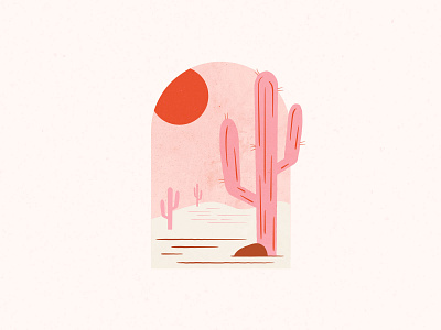 Vectober 13 // Dune cacti cactus desert dune feminine illustration inktober mid century pink texture vectober vintage western