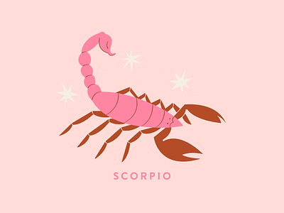 Vectober 31 // Crawl astrology feminine illustration inktober pink scorpio scorpion sign stars texture vectober vintage