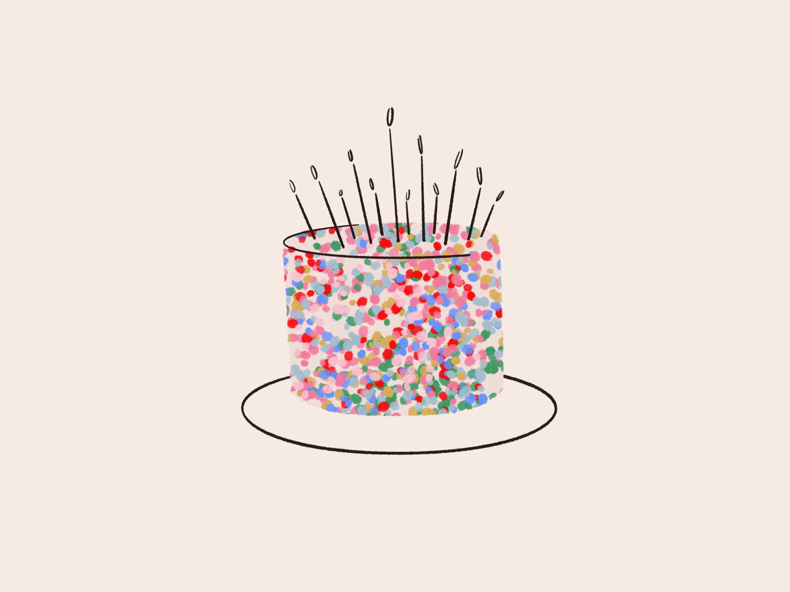 The big three-oh! bakery baking birthday cake cute feminine illustration mid century paint pink procreate procreate art sketch sprinkles texture vintage