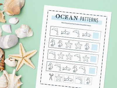 Ocean Patterns Kid's Printable dolphin ocean pattern sea shark starfish