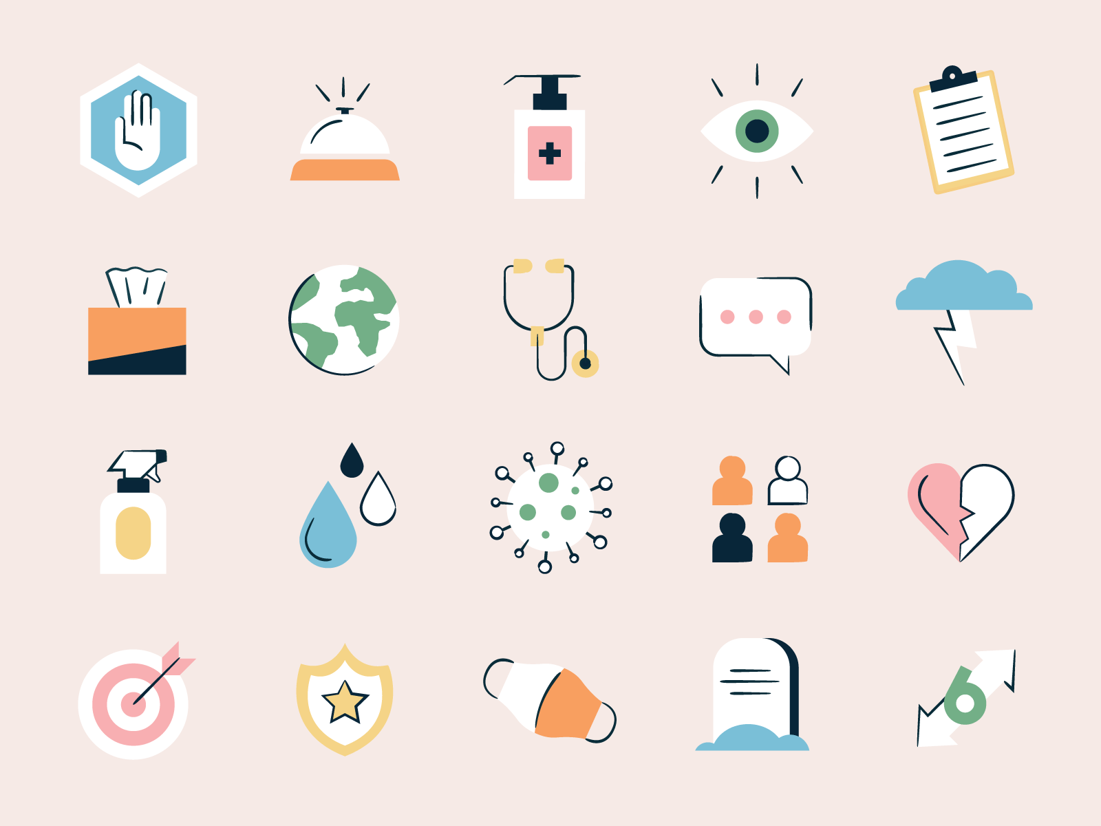 Health Icons covid eye hand sanitizer health healthcare hospital icon icon set iconset illustration line mask pandemic