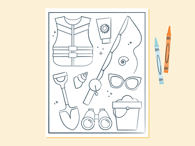 Beach Essentials Coloring Page
