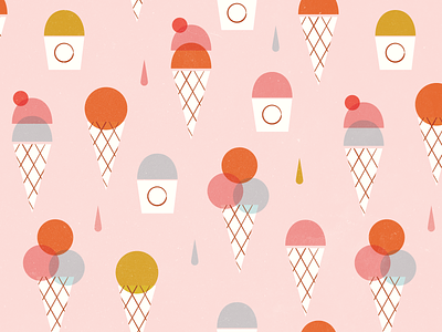 Ice Cream Pattern feminine ice cream illustration inktober mid century pattern texture vintage