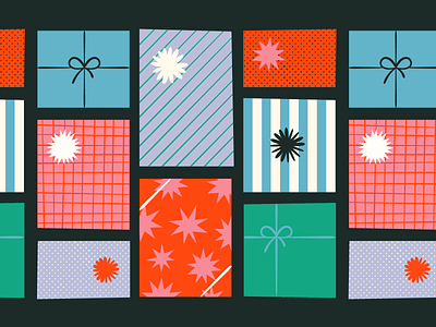 Drawcebmer day 22 - presents christmas feminine holiday illustration mid century pattern presents texture vintage wrap