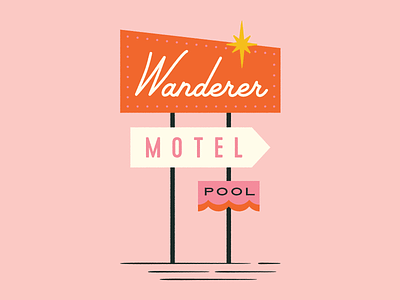 Vintage Motel Sign feminine hotel illustration marquee mid century motel sign texture vintage