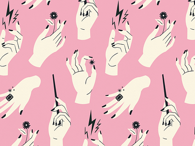 Magic hand pattern feminine hands illustration magic pattern spooky surface vintage witch