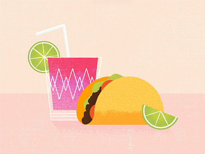 taco + margarita food gouache illustration margarita taco vintage