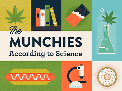 The Munchies According to Science cannabis chemistry donut illustration marijuana mid century munchies science texture typography vintage