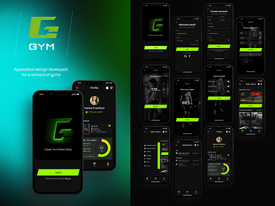 UX/UI design of a mobile application for a gym app app for gym design fitness gym logo mobile app ui ux web desighn