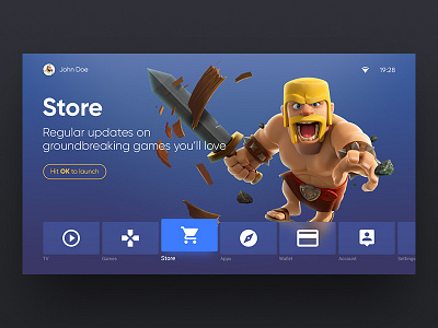Game console UI/UX: Store android console games gaming store tv ui ux
