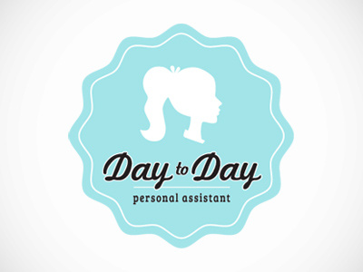 Day To Day Logo badge blue design feminine logo retro round script silhouette tiffanys turquoise