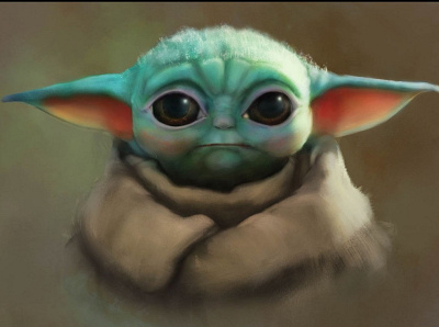 Baby yoda digital painting design illustration