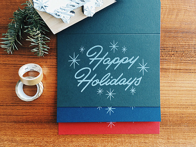 Tis the season! christmas greeting card holiday lettering lumi nostalgia pine rubber stamp snow stars typography