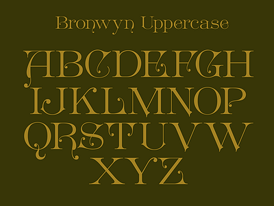 Bronwyn Uppercase alphabet design font lettering product promotion specimen typeface typography