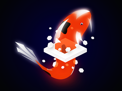 Koi cube fish glowing illustration koi