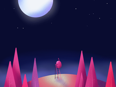 Moon forest illustration vibrant moon forest