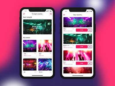 Night Club App app design interface iphone iphone x mobile night sketch ui ux xd