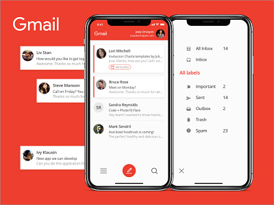 Gmail Redesign Concept app concept gmail ios iphone x mobile redesign ui ux