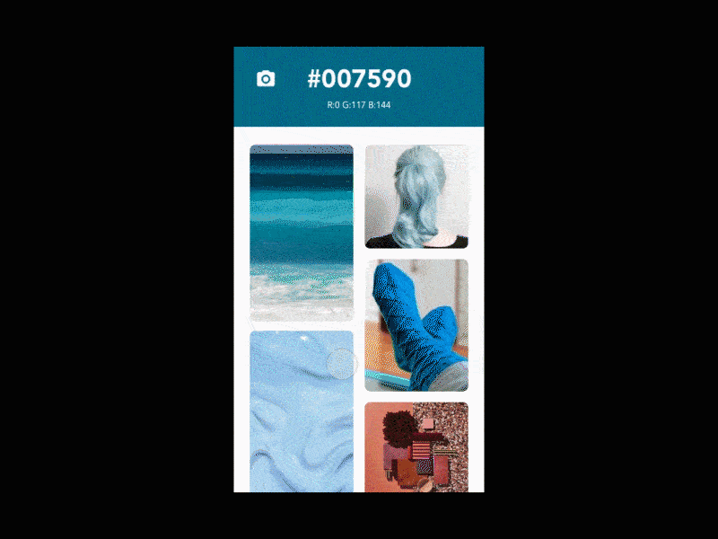 Color picker with camara animation app camera color palette color picker concept motion ui ux
