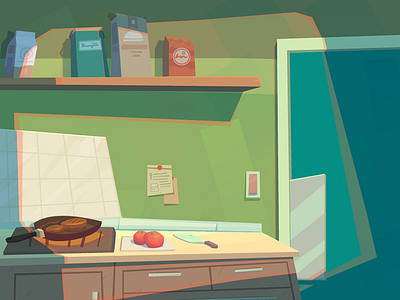 Drive Burger - details of background cartoon game illustration kitchen light vector