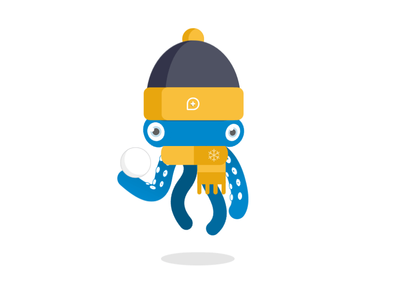 Cold Octopus 2d animal brand cartoon cashback character cold cute illustration octopus snowball winter