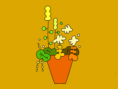 Early summer pot adobe adobe fresco drawing flower flowerpot flowers illustration leaves line minimal minimalism nature plant plants pot simple summer vector yellow