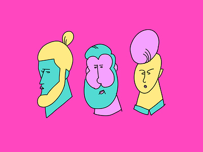 Men’s haircuts colorful colourful daily doodle drawing face hair hair style haircut hairstyle head illustration line drawing line illustration man men pink style vector
