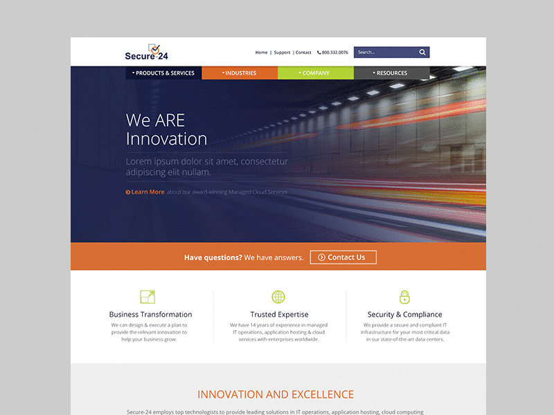 Secure24 Website Redesign design homepage responsive design web web design website design
