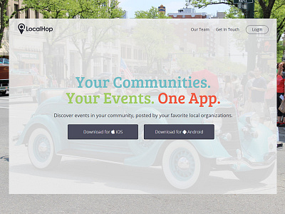 LocalHop Home Page home page landing page mobile app ui website website design
