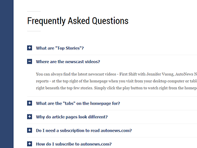 Frequently Asked Questions accordion design faq interface layout ui