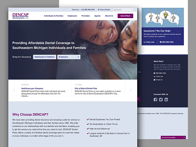 Dencap Homepage dental insurance design homepage website