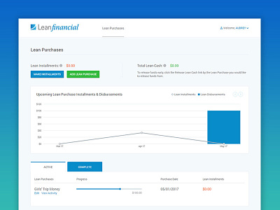 Lean Financial Web Application Dashboard