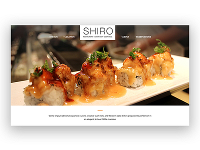 Shiro Sushi Website design hero image home page restaurant sushi website