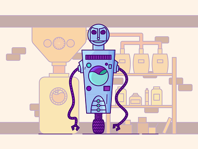 Gas Station Robots doodles illustration robots vector vector illustration