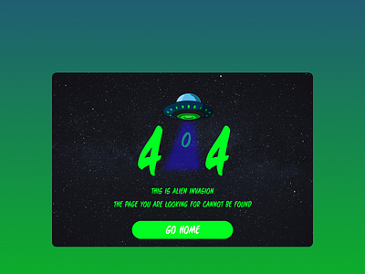 404 Not Found - Daily UI #008 404 404 not found alien dailychallenge dailyui design error galaxy invasion ui ui design website