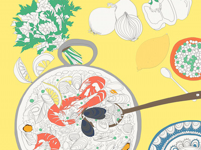 Paella Coloring Page- Colored In coloring book digital design food art illustration paella sophia saunders spanish food