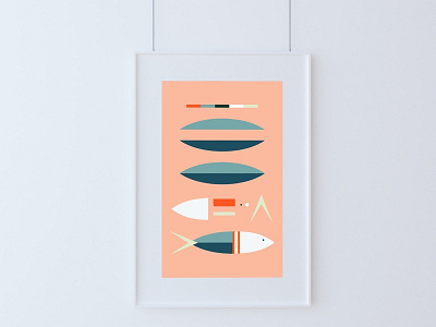 Fish Print digital design fish sardines