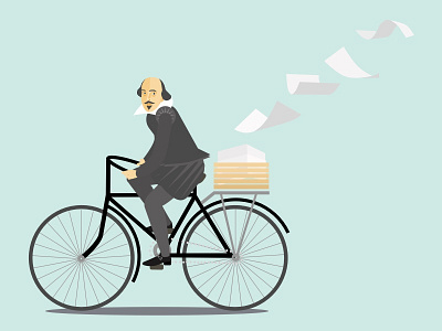 Shakespeare On A Bike bicycle illustration material design shakespeare