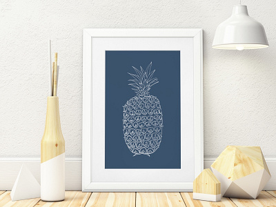 Pineapple Print digital prints. illustration food pineapple wall art