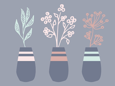 Plants in Vases botanical digital design illustration plants vector images