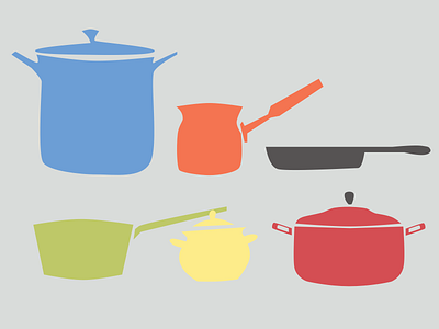 Pots and Pans digital design food art illustration kitchen art pots and pans