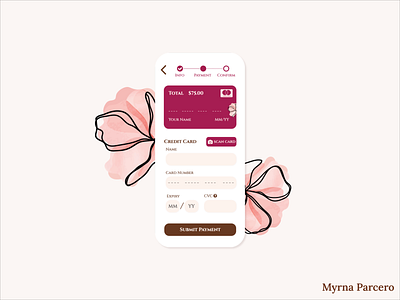 002 #DailyUI - Credit Card Checkout Mobile check out credit card daily ui flower flowers form mobile myrnaparcero order payment pink ui