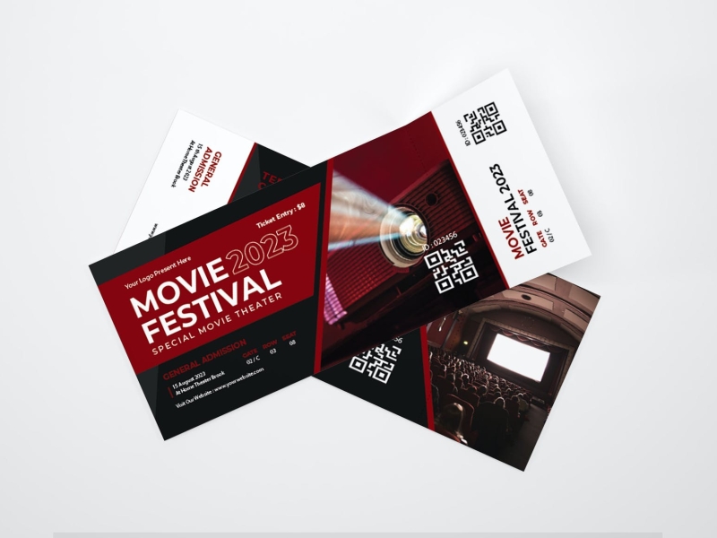 Movie Ticket Template app branding cute design event font icon illustration logo mockup ticket ui vector