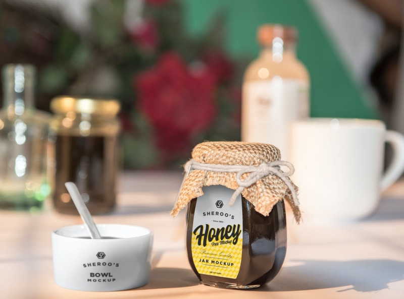 Honey Packaging Mockup app branding cute design font honey icon illustration logo mockup packaging packaging design ui vector