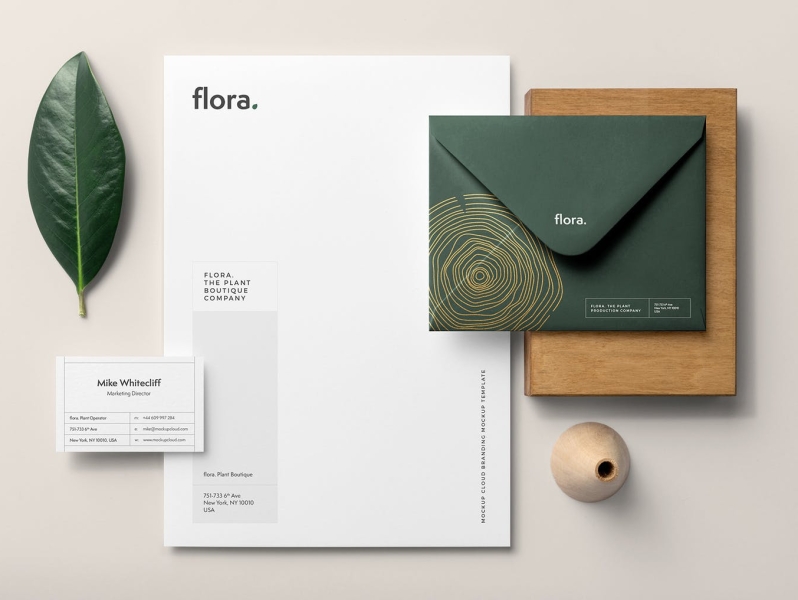 Flora Branding Mockup app branding branding design cute design font icon illustration logo mockup stationery ui vector