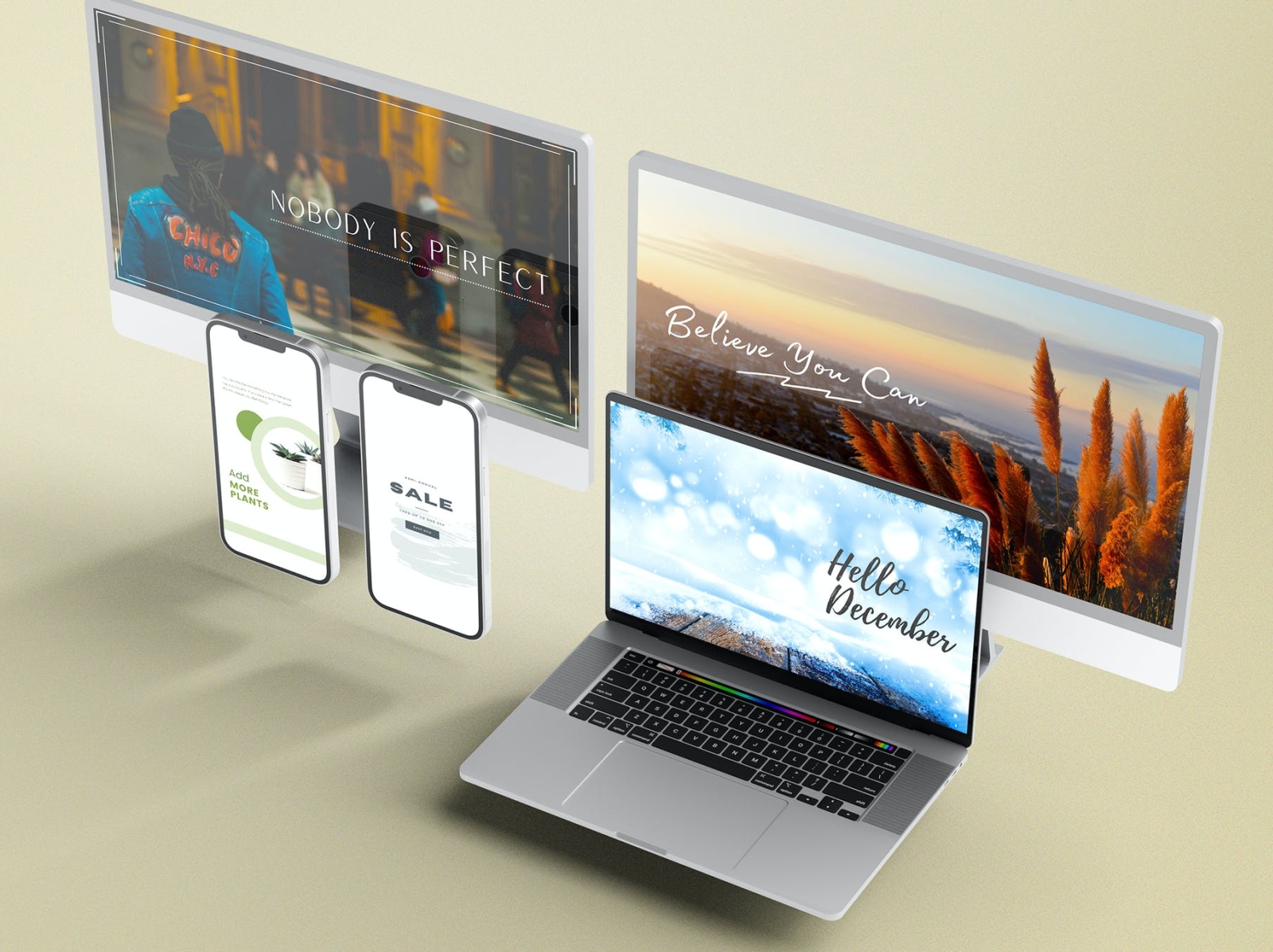 Responsive Screen Mockup app branding cute design font icon illustration iphone laptop logo mockup responsive screen smartphone ui vector