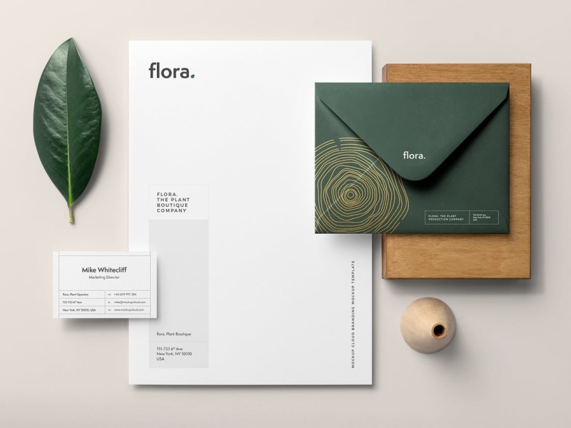 Flora - Branding Mockup Kit app branding branding kit branding mockup cute design flora icon illustration logo mockup stationery ui ux vector