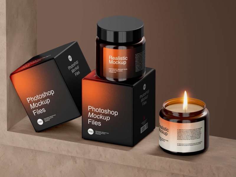 Amber Glass Candle Mock-up app branding candle cute design glass icon illustration logo mockup packaging packaging design ui ux vector
